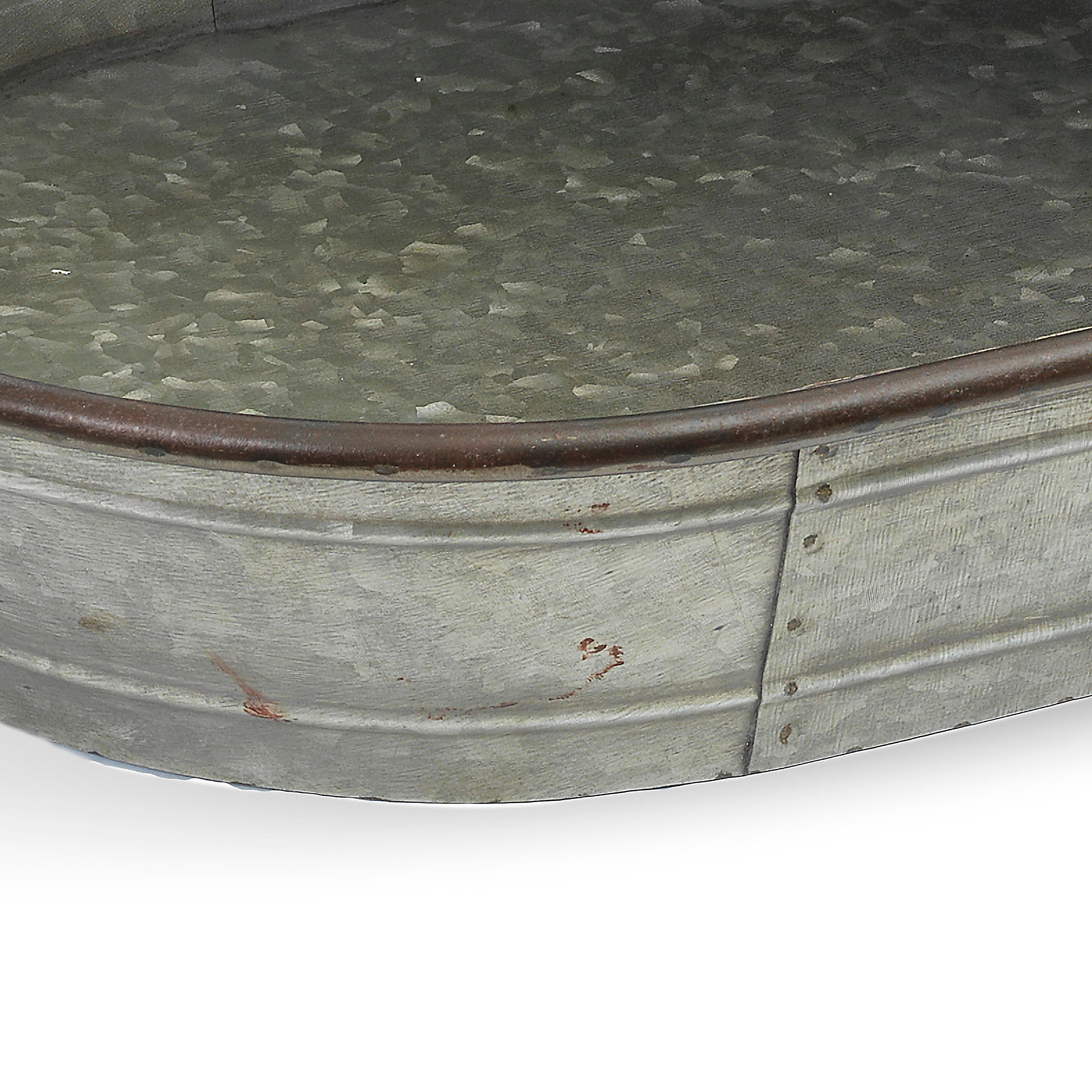 Set of 3 Decorative Oval Galvanized Metal Planter Trays